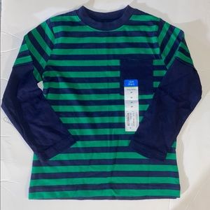 OKIE DOKIE Long Sleeve Boy Stripe Shirt green blue